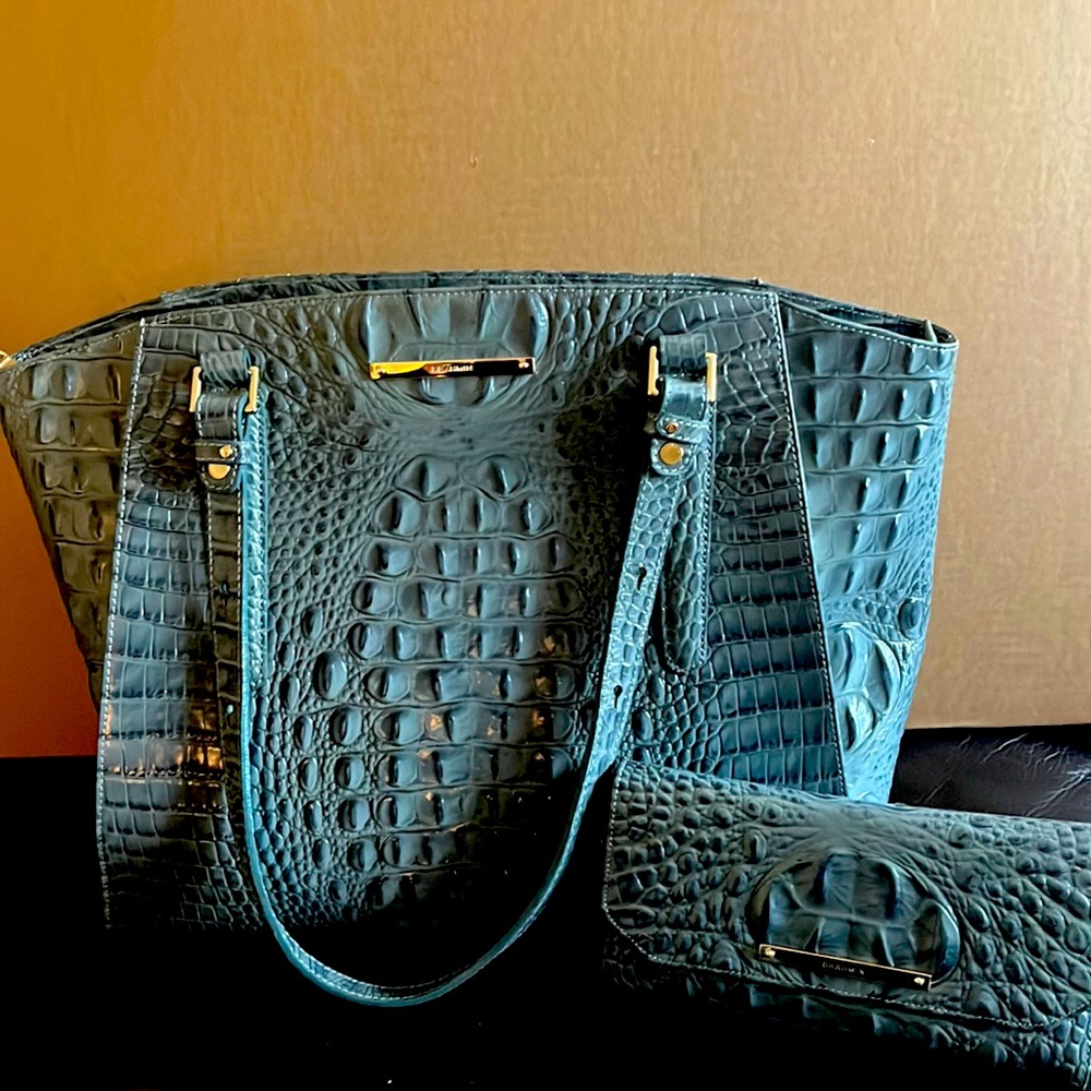 Brahmin sage green bag with wallet-new!
